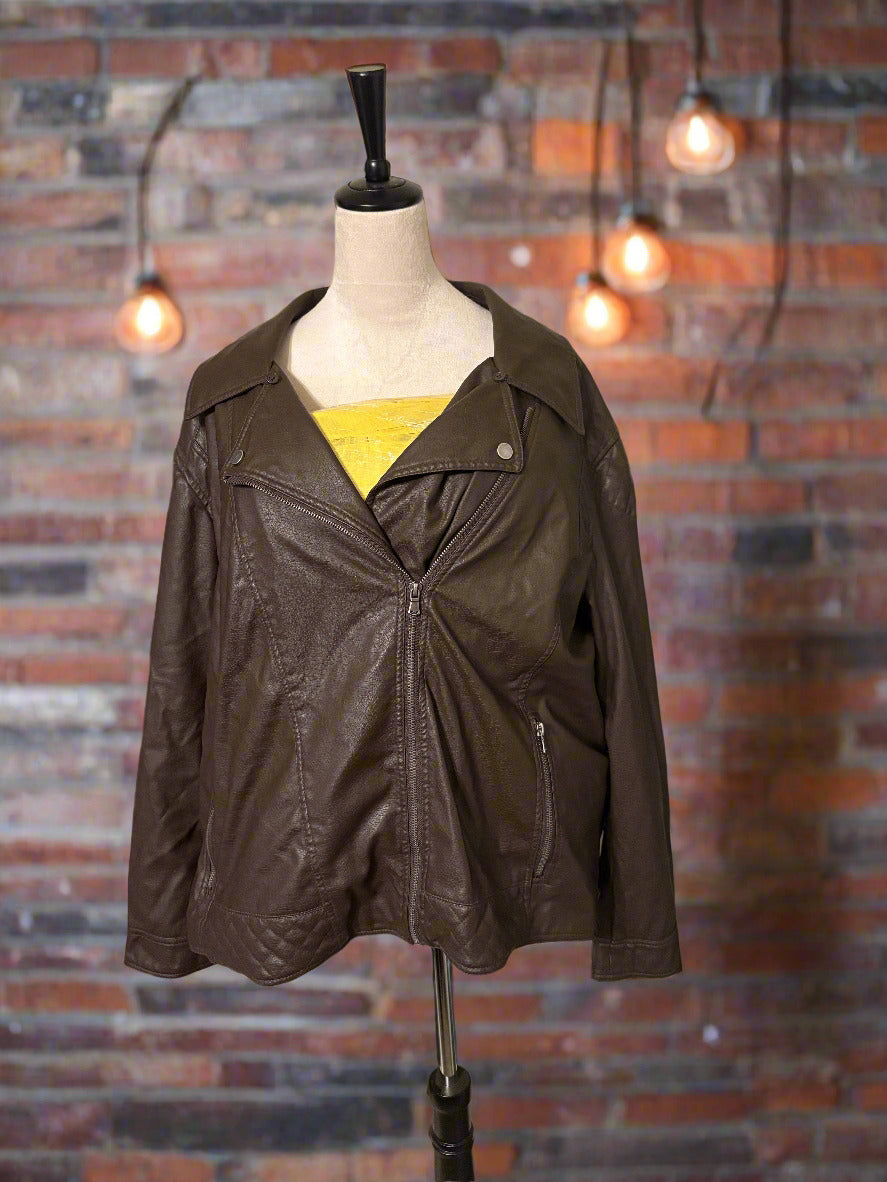 Plus Size 3X Brown Leather Jacket – Classic Moto Outerwear
