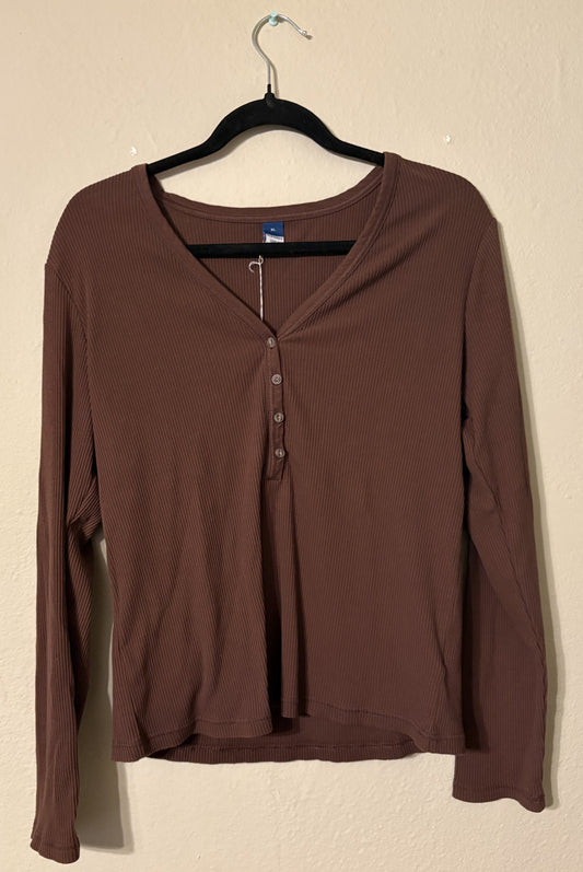 OLD NAVY BROWN LONG SLEEVED TOP XL | PLUS SIZE THRIFTED BASIC