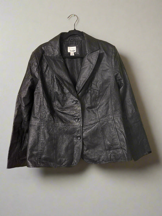 EAST 5TH PLUS SIZE GENUINE LEATHER MOTO JACKET- BLACK 1X | THRIFTED COLD WEATHER STYLE