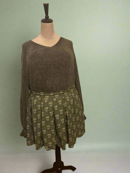 Olive Green Grogu Skater Skirt – Star Wars Mandalorian