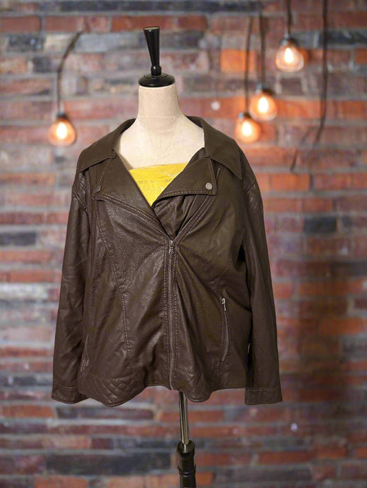 Plus Size 3X Brown Leather Jacket – Classic Moto Outerwear
